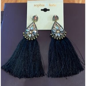Sophia & Kate Black Tassel‎ Earrings